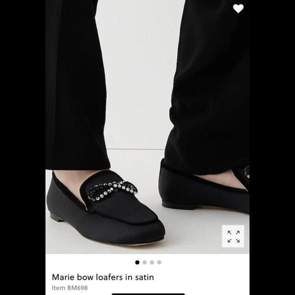 J. CREW Marie Black Satin Loafers with Crystal Bow NIB $228 6.5 6 - Picture 1 of 8
